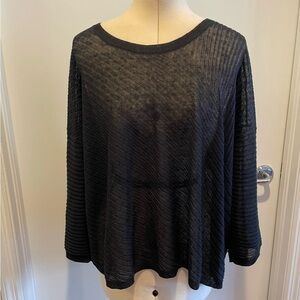 Eileen Fisher Crepe Mixed Rib Stitch Long-Sleeve Sweater Size XL